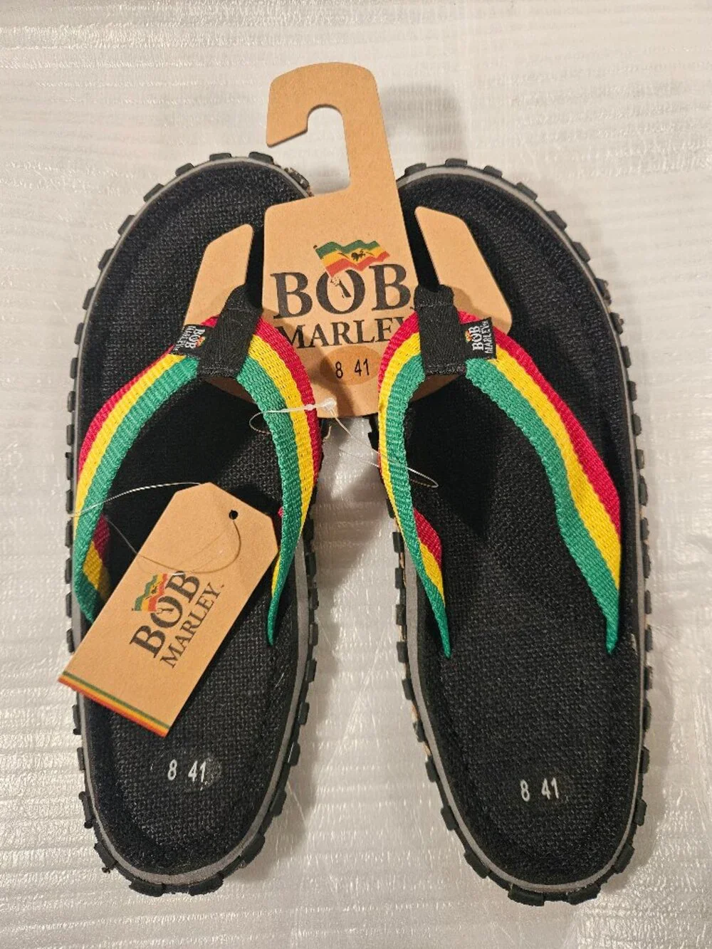 Bob Marley Official Fresco Men's Flip Flops Sandals Slippers Rasta Print Size 8